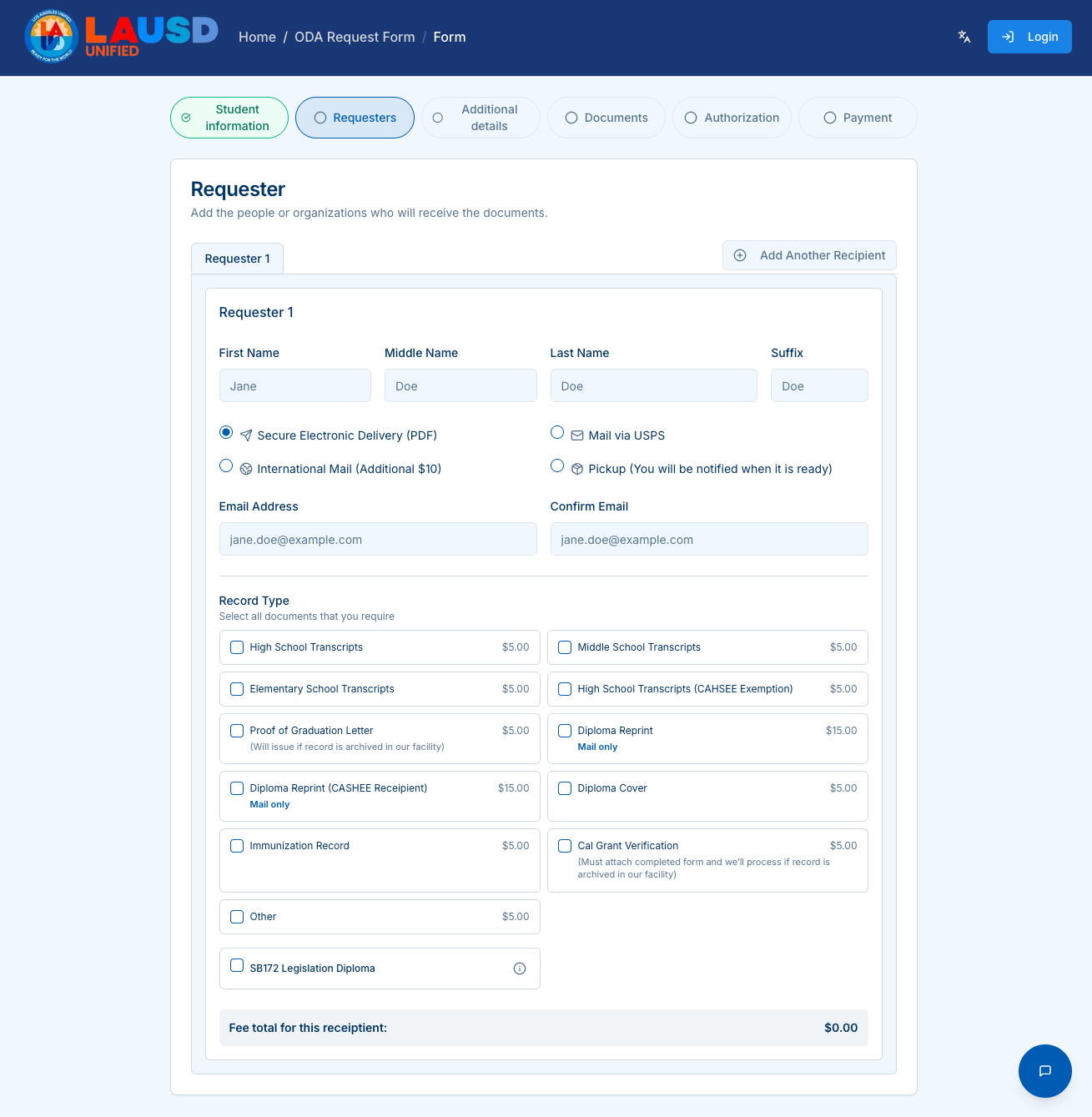 Requester Information